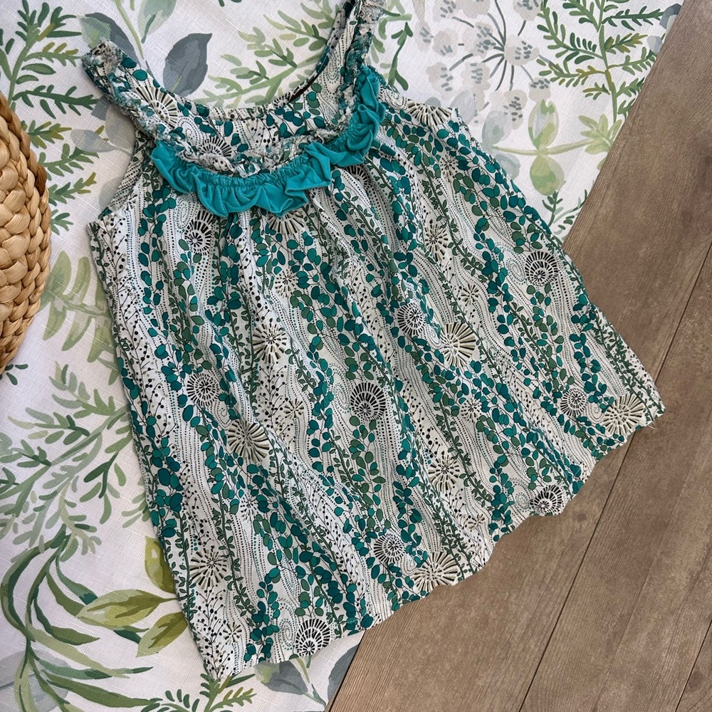 Rabbit Moon Toddler Girl Bohemian Floral Print Ruffle Sleeveless Blouse 4T - Picture 15 of 16